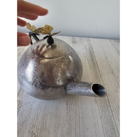 Michael‎ aram butterfly ginko round teapot metal new coffee - Picture 4 of 6